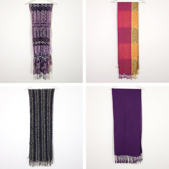 Purple Pink & Black Knit Mixed Print Scarf Bundle - Picture 1 of 16